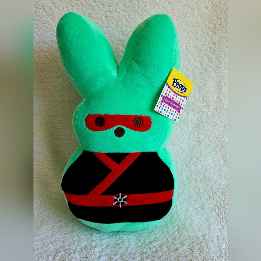 New kid's/ adult's 2025 Peeps green Ninja Bunny Superhero 13" Plush Easter toy